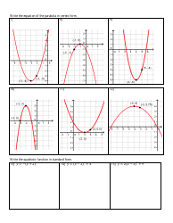 Graphing Quadratic Functions in Vertex Form Practice Worksheet With Answers, Page 2