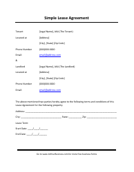 Document preview: Simple Lease Agreement Template