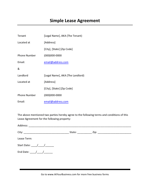 Simple Lease Agreement Template Download Pdf