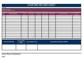 &quot;Overtime Record Spreadsheet Template&quot;