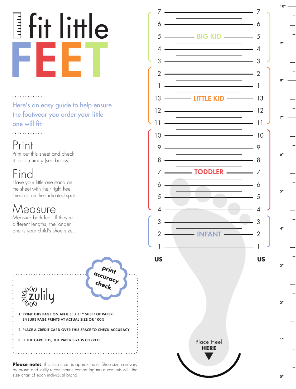 kids feet size chart