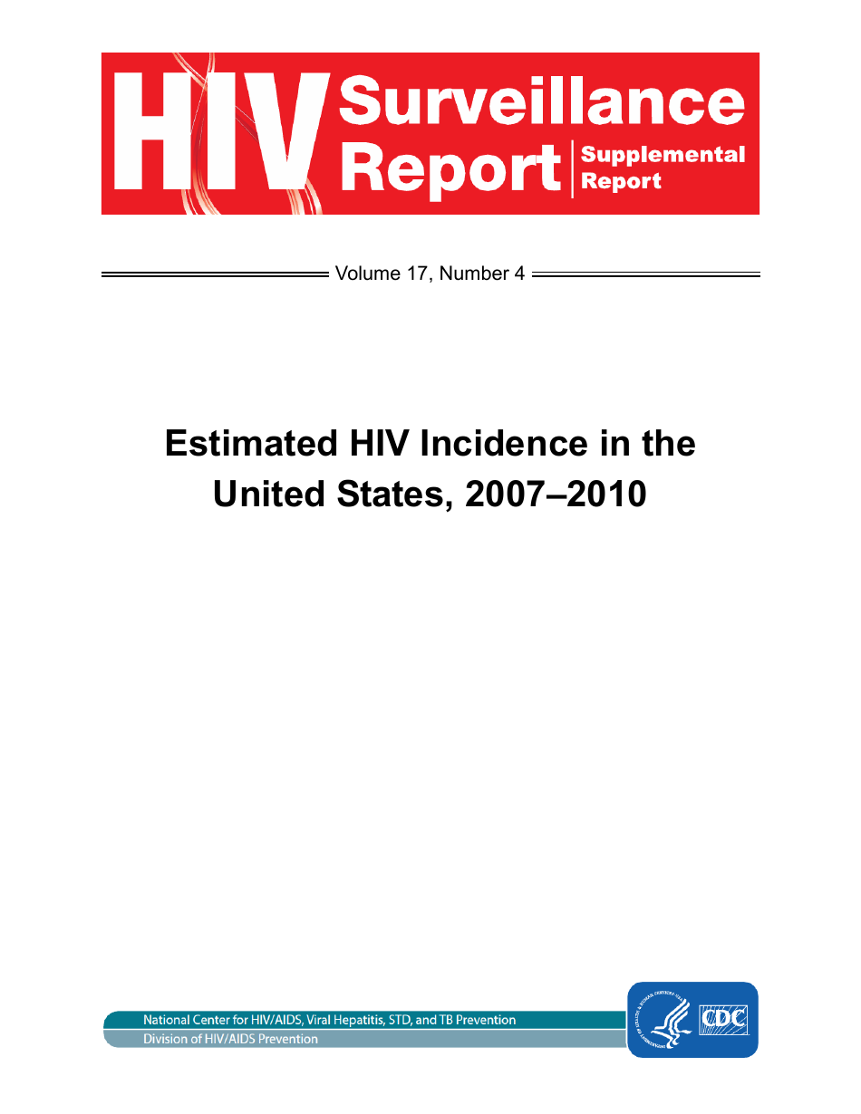 Estimated HIV Incidence in the United States, 2007"2010 - Fill Out ...
