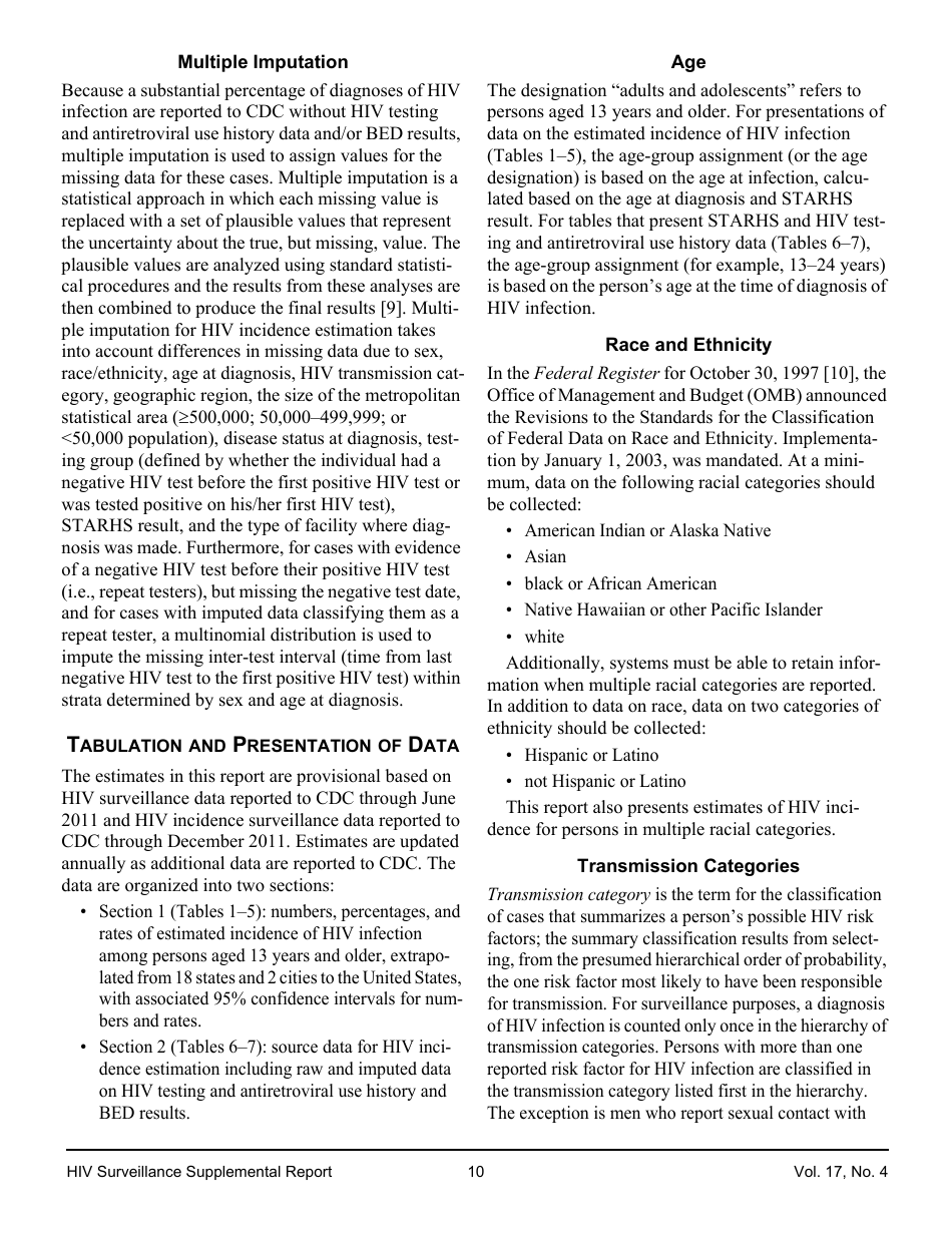 Estimated HIV Incidence in the United States, 20072010, Page 10