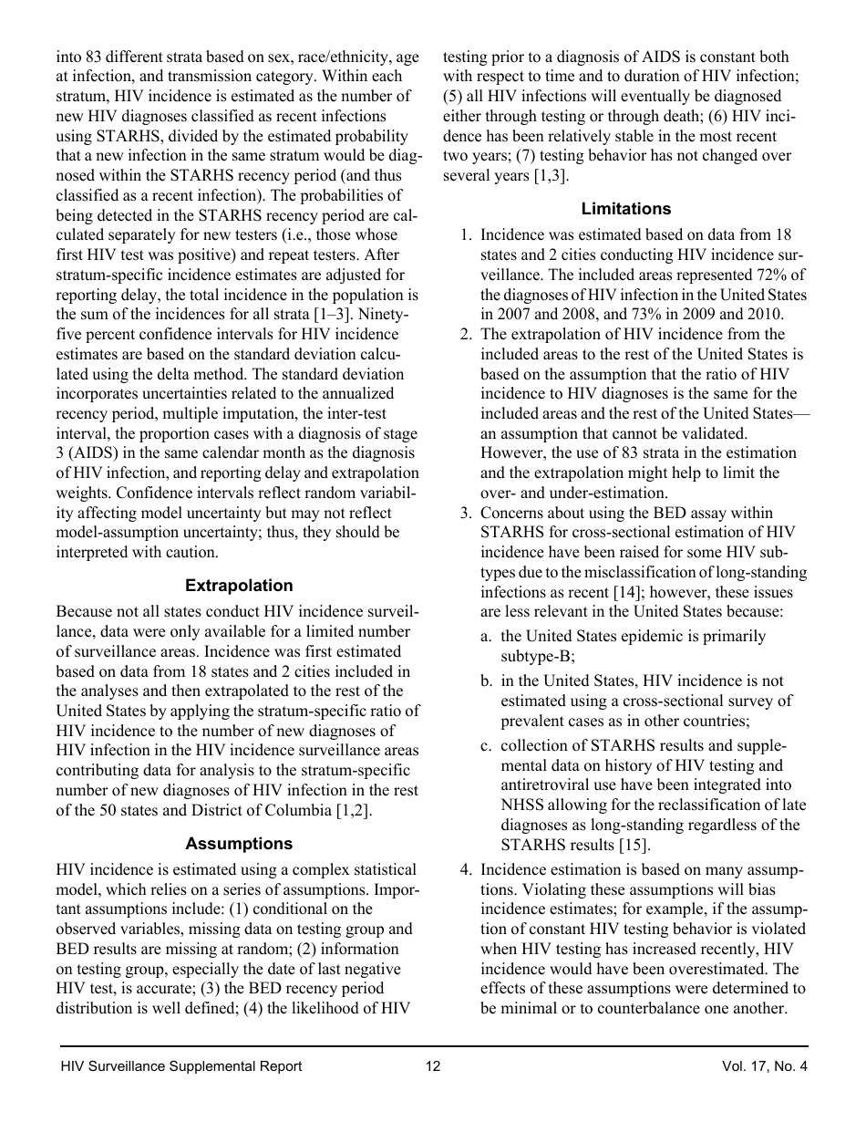 Estimated HIV Incidence in the United States, 20072010, Page 12