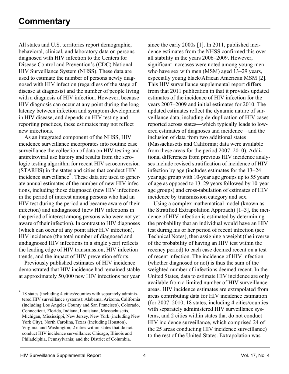 Estimated HIV Incidence in the United States, 20072010, Page 4