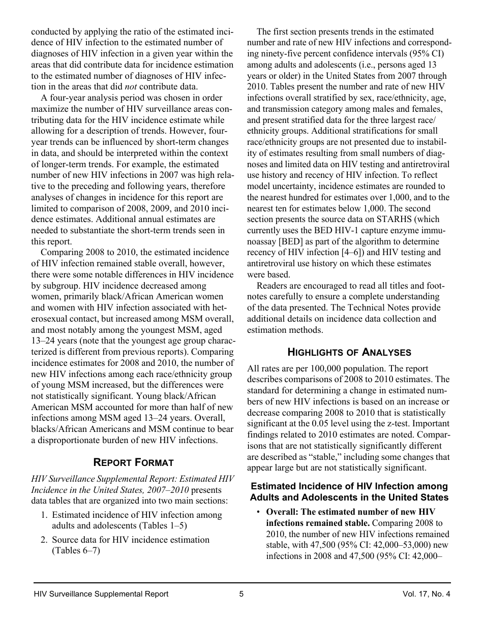 Estimated HIV Incidence in the United States, 20072010, Page 5