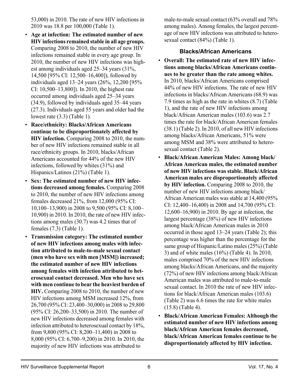 Estimated HIV Incidence in the United States, 20072010, Page 6