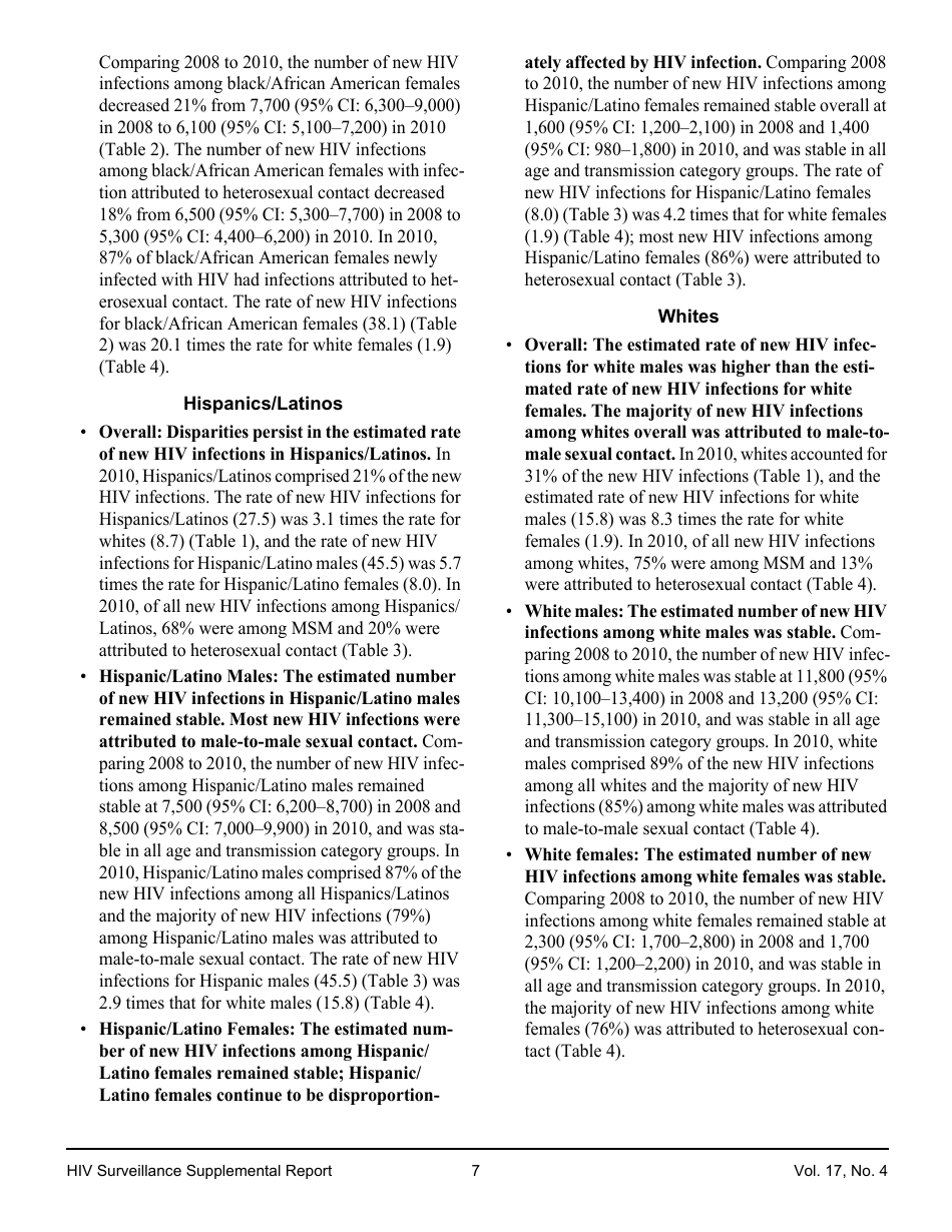 Estimated HIV Incidence in the United States, 20072010, Page 7