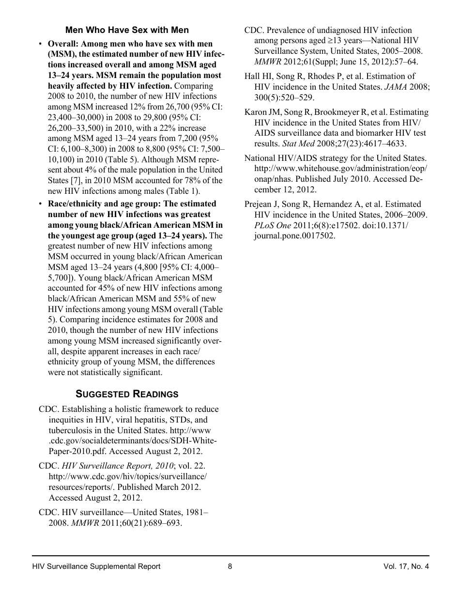 Estimated HIV Incidence in the United States, 20072010, Page 8