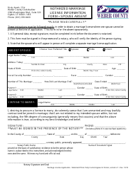 &quot;Notarized Marriage License Information Form - Spouse Absent&quot; - Weber County, Utah