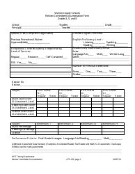 Review Committee Documentation Form for Grades 3, 5, and 8 - Warren County Schools