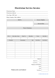 Document preview: Electrician Service Invoice Template