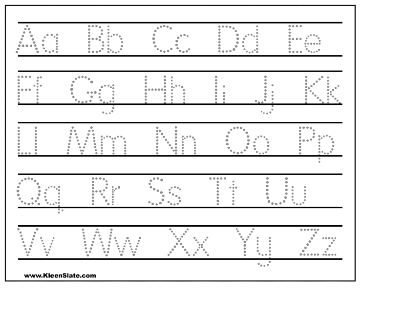 Tracing worksheet for alphabet letters practice