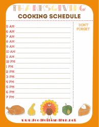 Document preview: Thanksgiving Cooking Schedule Template