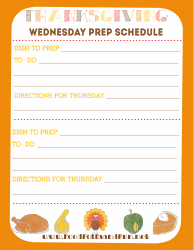 Document preview: Thanksgiving Wednesday Prep Schedule Template