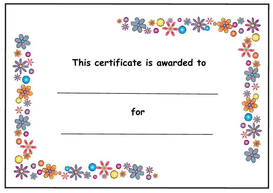 Flowery Kids Award Certificate Template Image