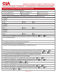 Special Events Liabilty Application Form - Cia, Page 2