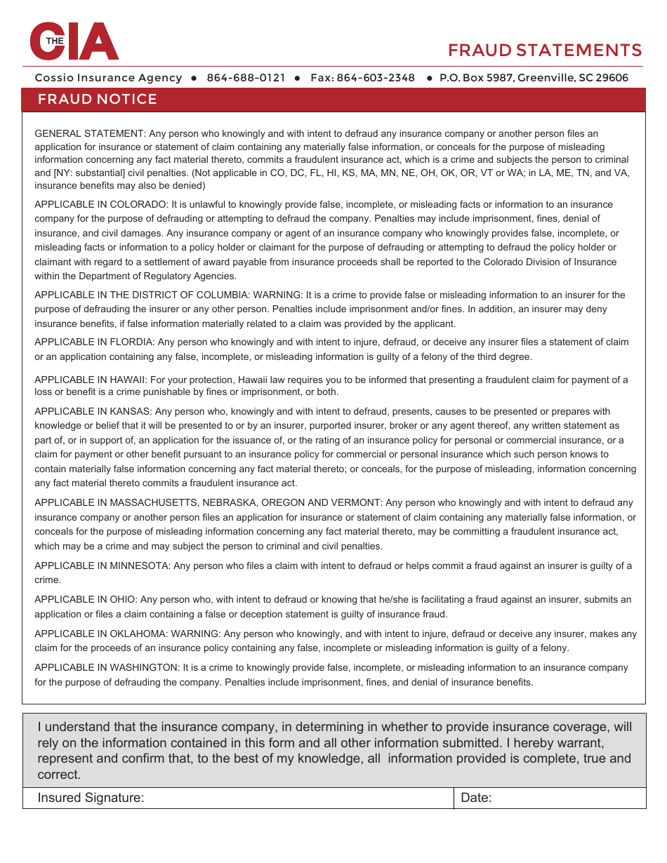 Special Events Liabilty Application Form - Cia, Page 6