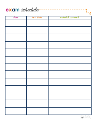 Exam Schedule Template Download Printable PDF | Templateroller