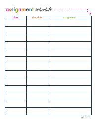 Document preview: Assignment Schedule Template - Pink Arrow