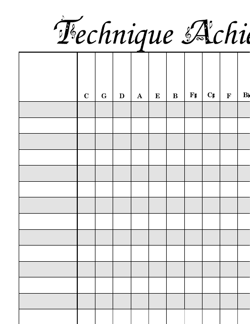 Piano Technique Achievement Spreadsheet Template