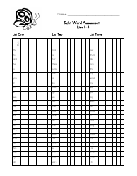 Sight Word Assessment Form