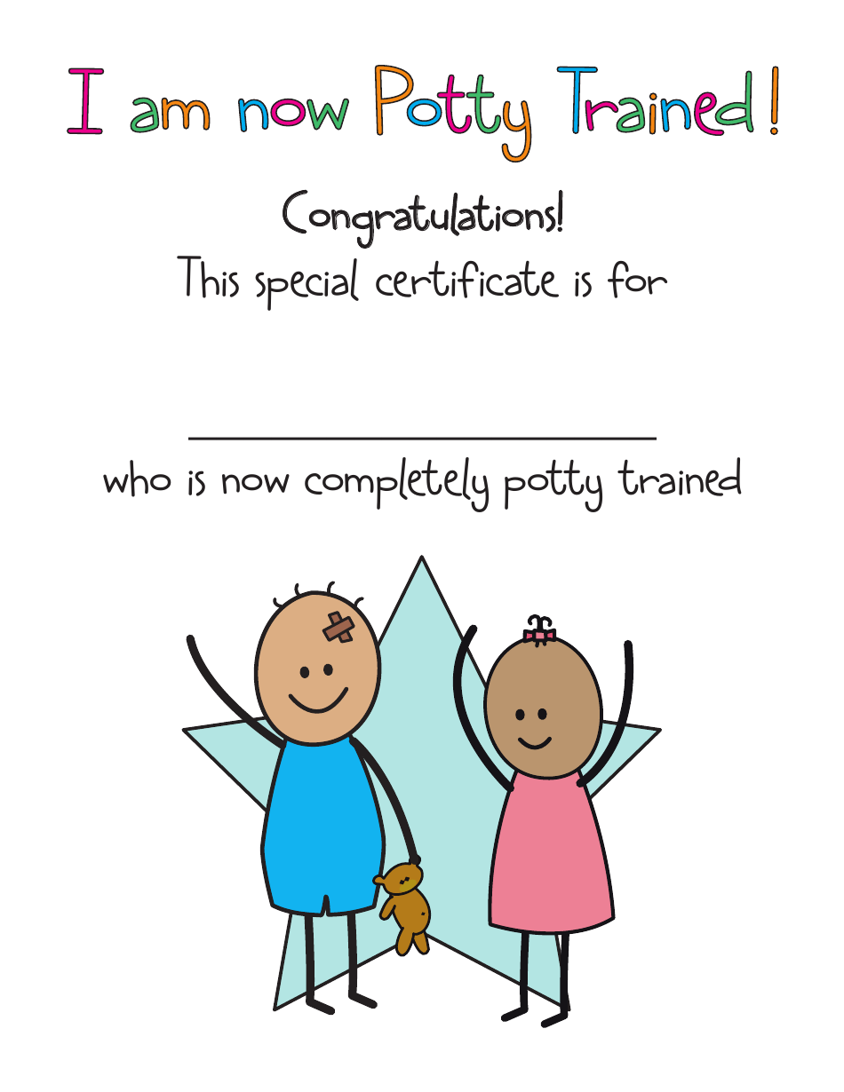 Potty Trained Achievement Certificate Template Preview