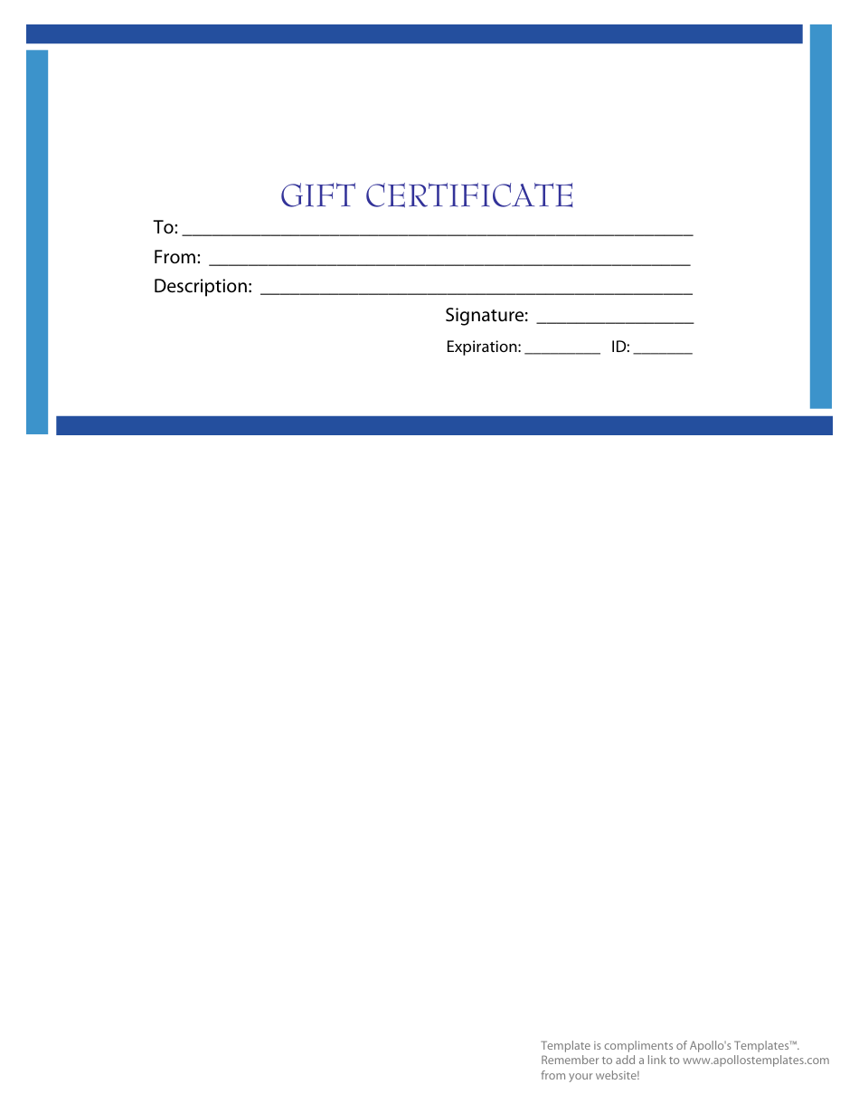 Blue Border Gift Certificate Template