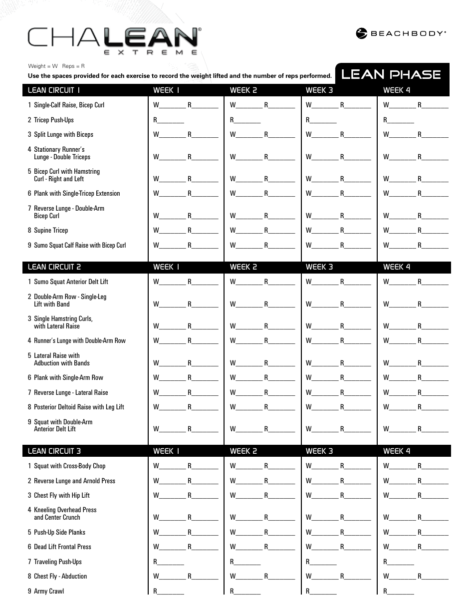 8-week Beachbody Workout Plan Template - Chalean Extreme, Page 3