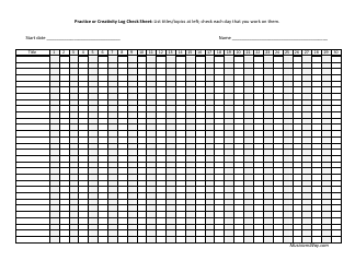 &quot;Practice or Creativity Log Check Sheet Template&quot;