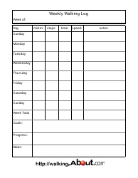 Document preview: Weekly Walking Log Template