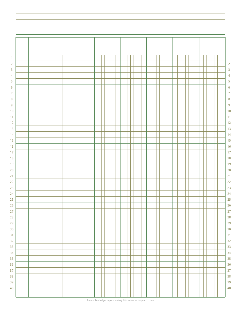 Preview of 5-column Ledger Paper Template
