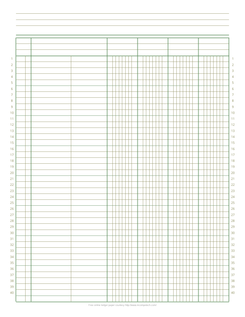 Preview of 4-column ledger paper template
