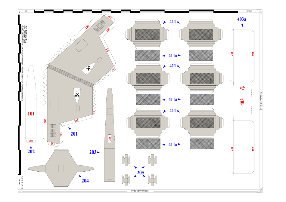 Dy-100 S.s. Botany Bay Paper Model Template, Page 3
