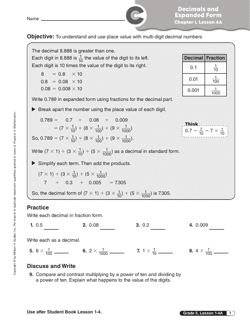decimals and expanded form worksheet th grade chapter lesson decimals and expanded form worksheet th grade chapter lesson a