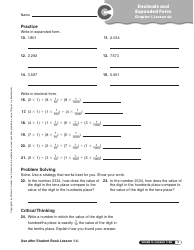 Decimals and Expanded Form Worksheet - 5-th Grade, Chapter 1, Lesson 4a, Progress in Mathematics, Page 2