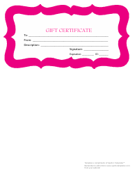 Document preview: Gift Certificate Template - Pink Border