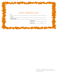 Document preview: Gift Certificate Template - Orange Border