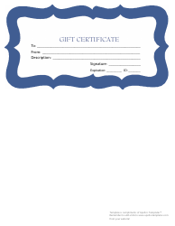 &quot;Gift Certificate Template - Blue Border&quot;