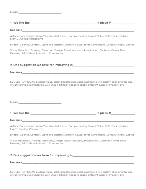 Art Work Evaluation Template - Preview Image