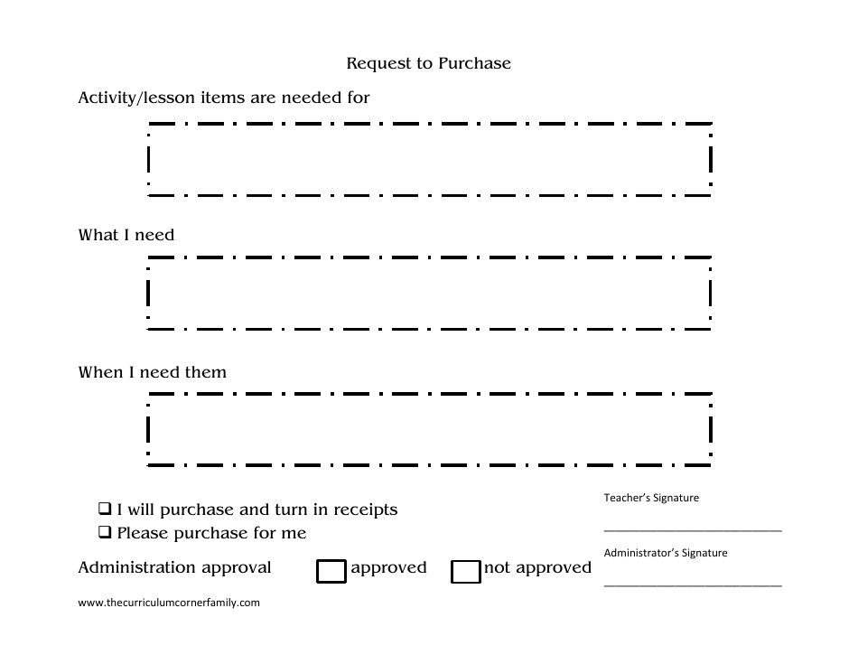 Activity / Lesson Items Purchase Request Form, Page 1