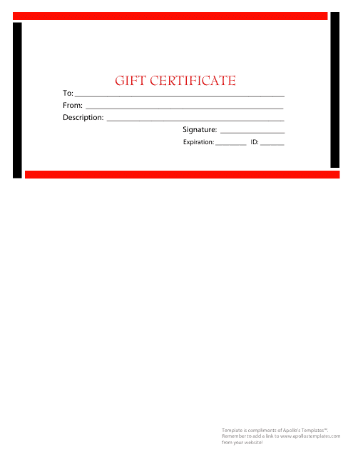 Gift Certificate Template - Red and Black Border Download Pdf
