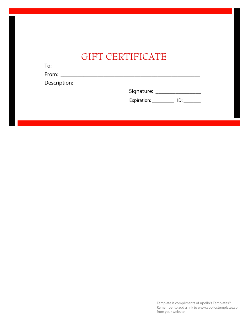 Gift Certificate Template - Red and Black Border, Page 1