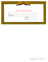 Document preview: Gift Certificate Template - Olive With Yellow Bow