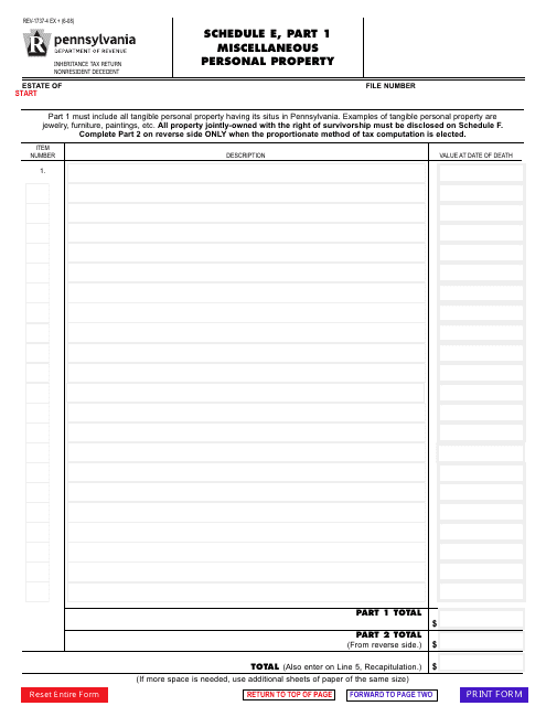 Form REV-1737-4 Schedule E  Printable Pdf