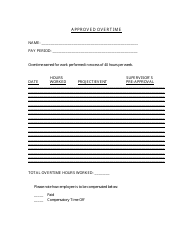 Document preview: Approved Overtime Form