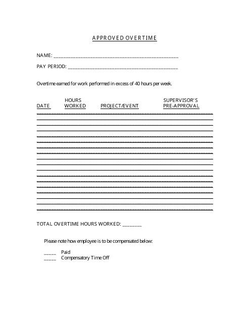 Approved Overtime Form