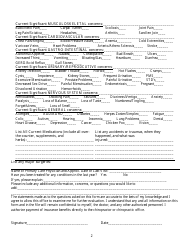 Chiropractic New Patient Intake Form, Page 2