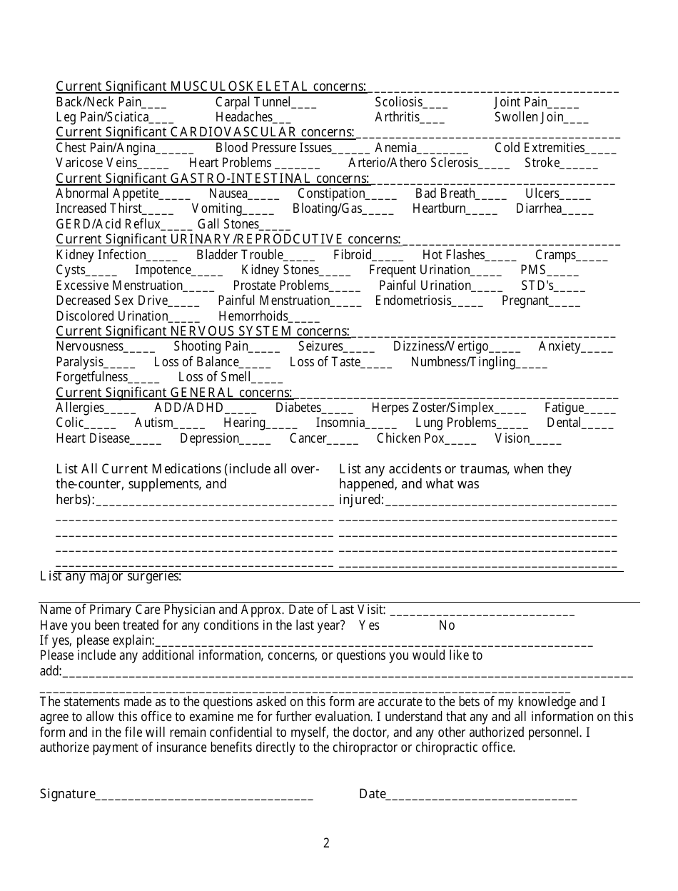 Chiropractic Intake Forms Fill Out And Sign Printable 2955