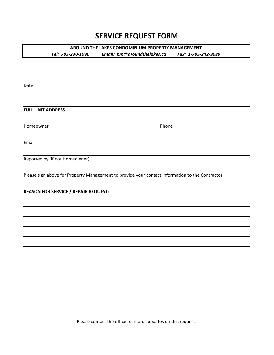 Property Service Request Form, Page 1